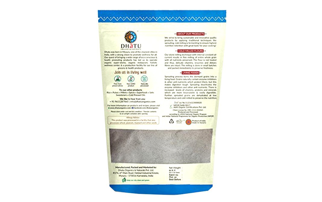 Dhatu Certified Organic Sprouted & Cold Milled - Sprouted Moong Flour   Pack  500 grams